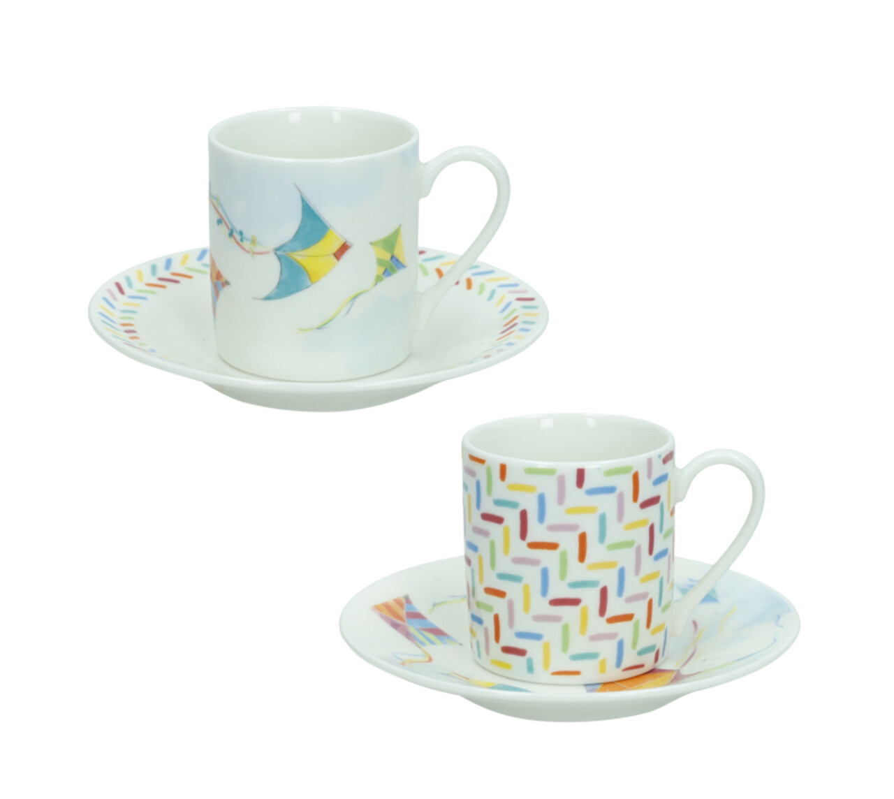 Set 2 cesti cu farfurie pentru cafea, Aria, Brandani, D11x6 cm, portelan New Bone China - imagine 5